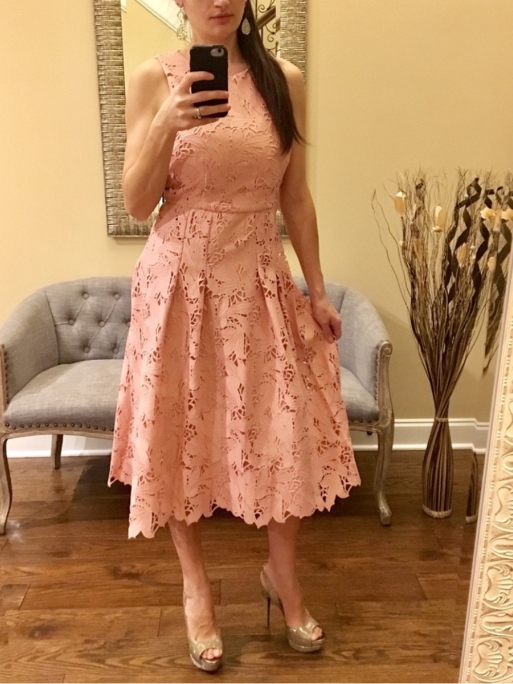 Antonio Melani Quinta Dress Pink Floral Lace Midi Dress NWT Size 2 - Picture 8 of 10